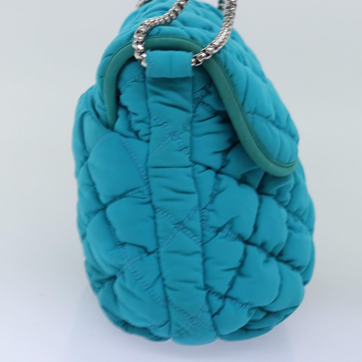 CHANEL Chain Shoulder Bag Nylon Blue CC Auth 74407A
