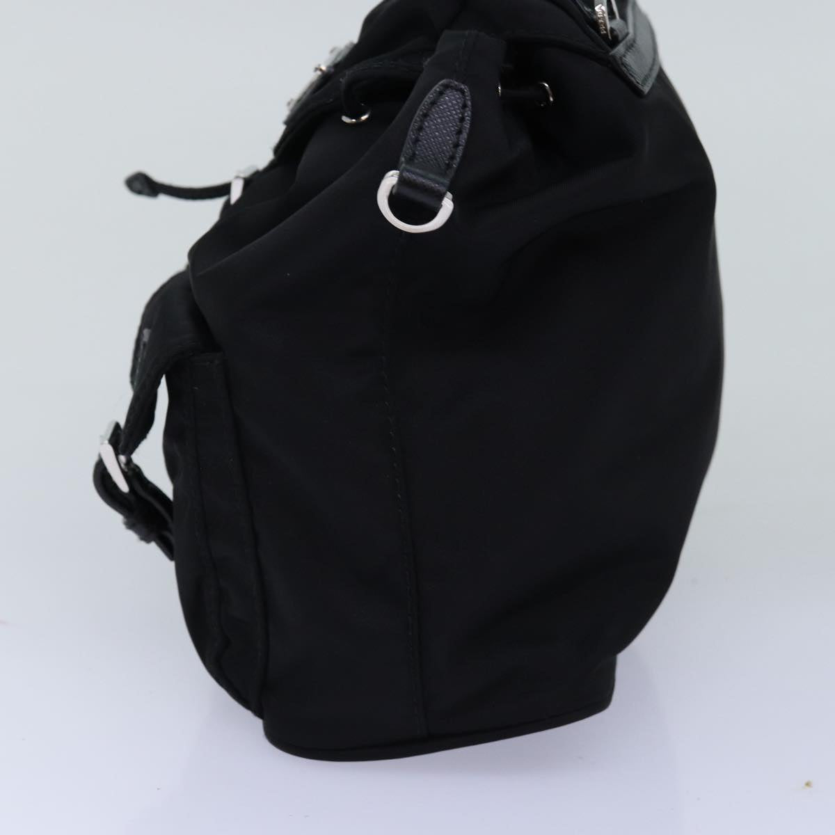 PRADA Chain Shoulder Bag Nylon Black Auth 74455A