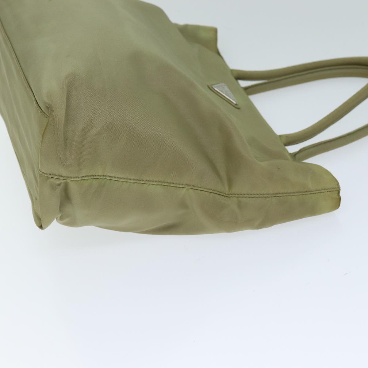 PRADA Tote Bag Nylon Beige Auth 74472