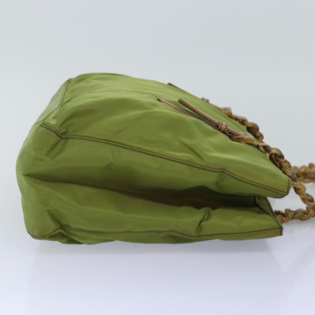 PRADA Chain Tote Bag Nylon Khaki Auth 74538