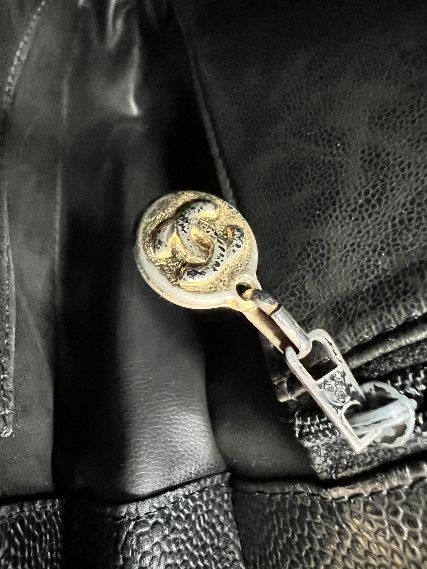 Chanel Vintage Black Caviar Chain Tote with 24k Gold Hardware