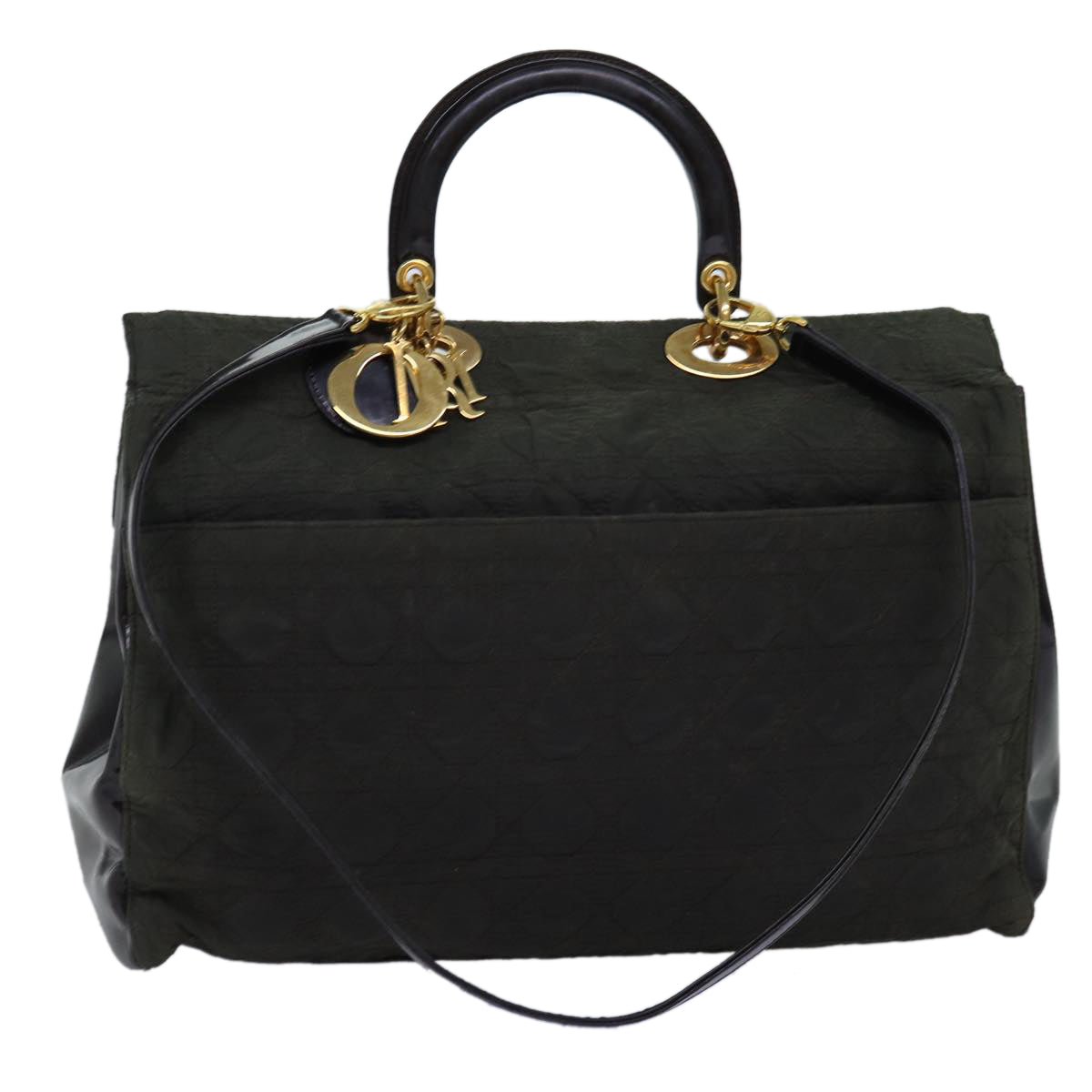 CHRISTIAN DIOR Canage Hand Bag Nylon 2way Khaki Auth 74669