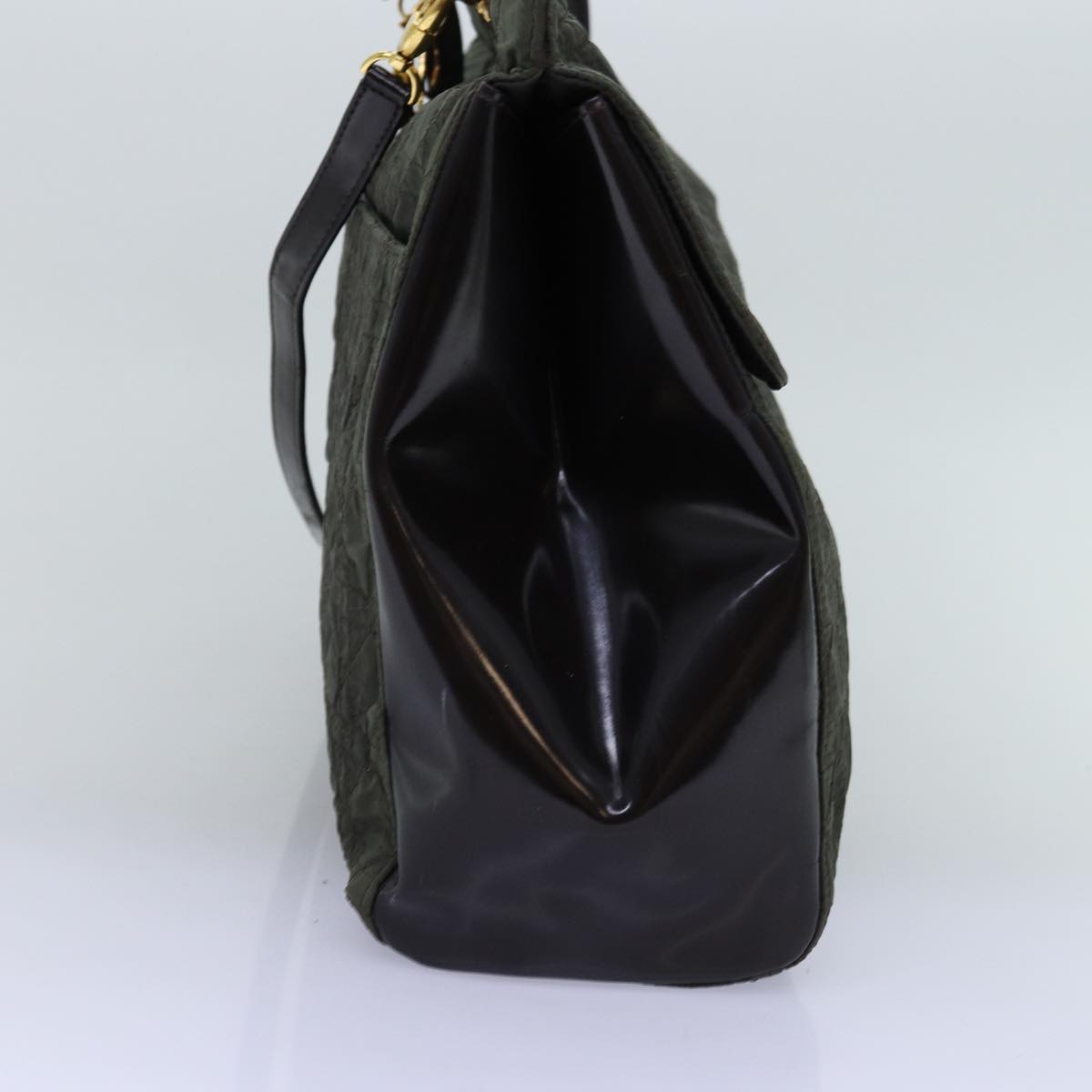 CHRISTIAN DIOR Canage Hand Bag Nylon 2way Khaki Auth 74669