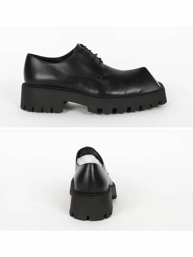 Luxury Balenciaga  Men's Rhino Square Toe Leather Derby Black