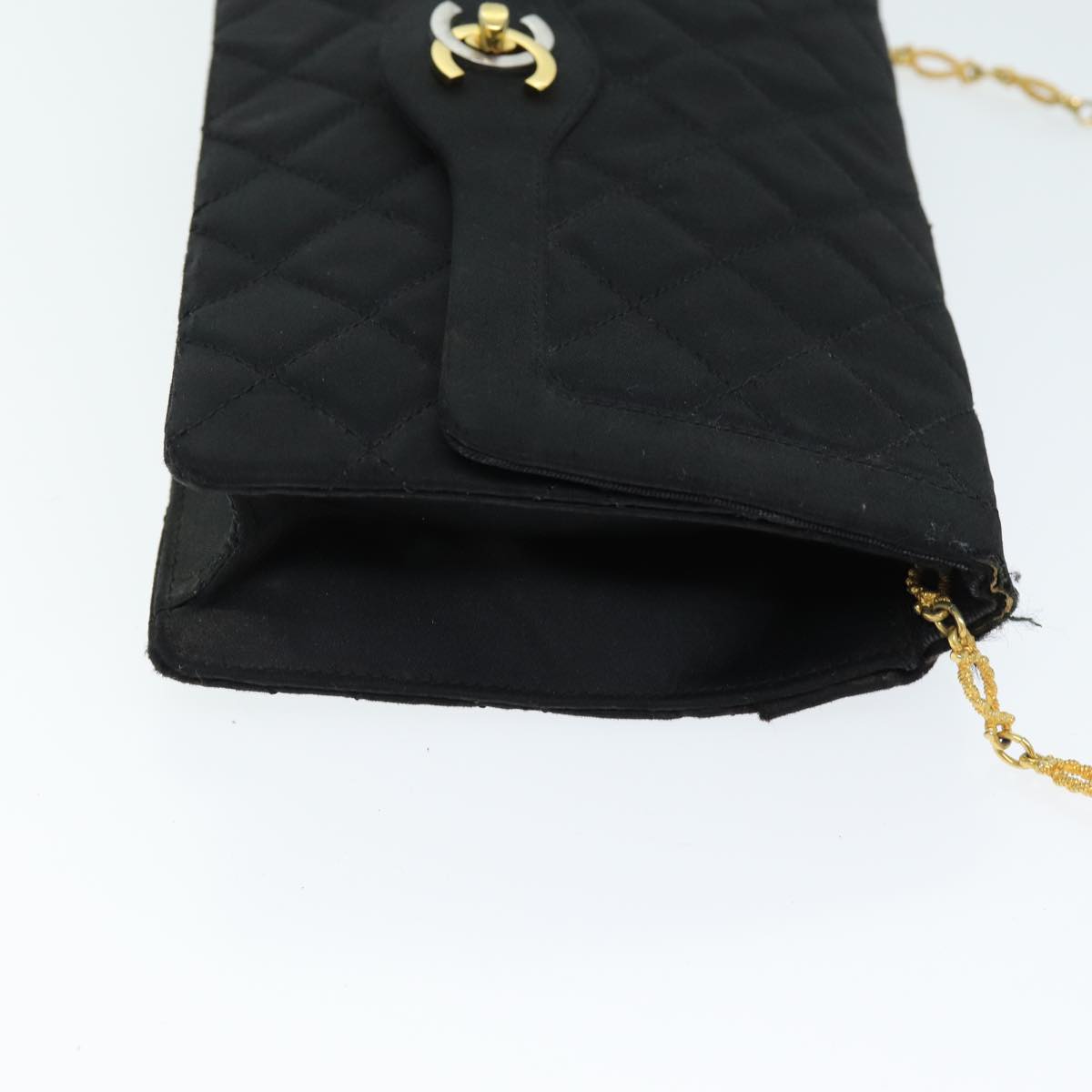Top Quality Chanel Matelasse Chain Shoulder Bag Satin Paris limited Black CC Auth 74757A