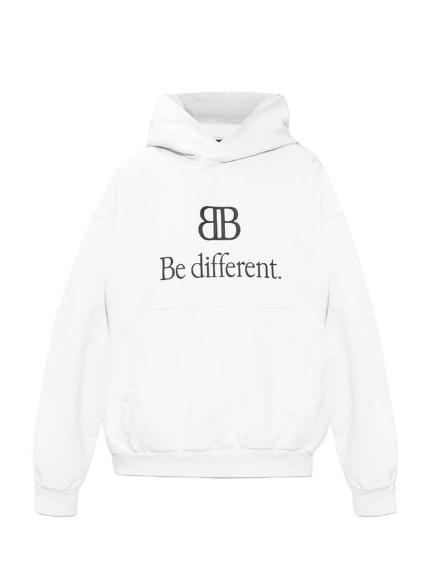 Luxury Balenciaga  BB Logo Print Hoodie Cream