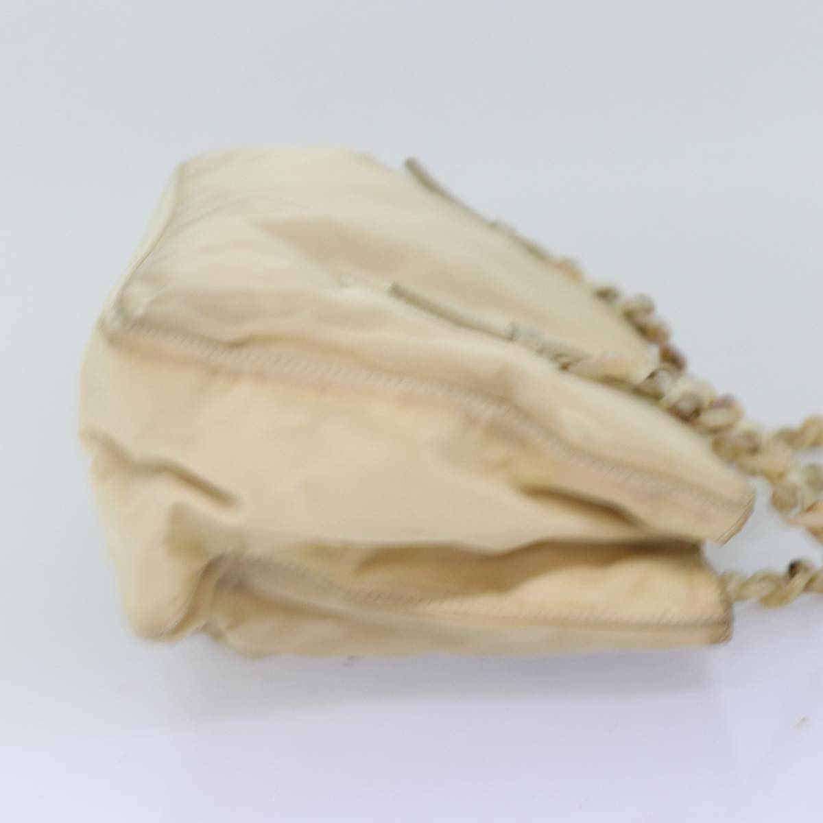 PRADA Chain Shoulder Bag Nylon Beige Auth 74972