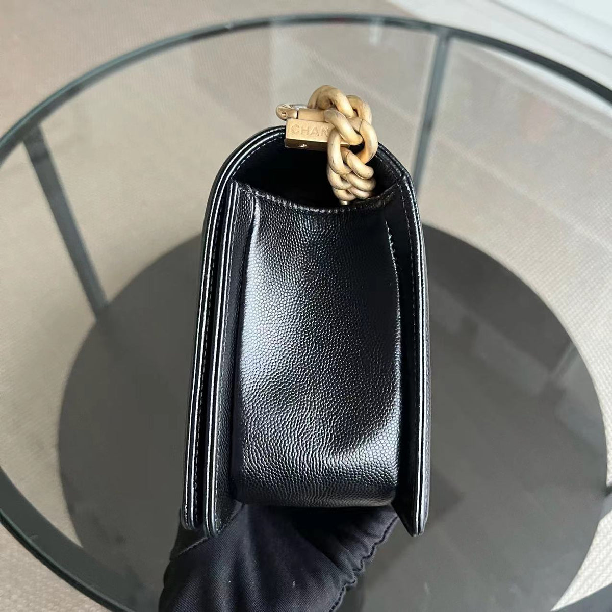Caviar Boy Medium 25CM Quilted Black Golden Hardware Series 28