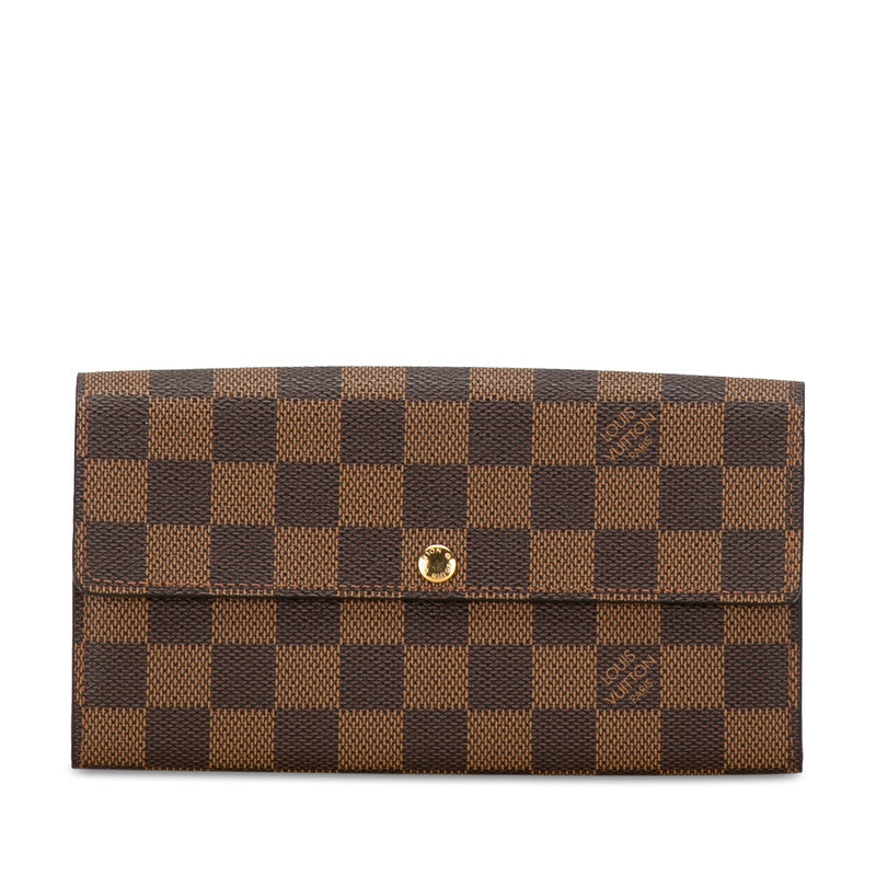 Louis Vuitton Portefolio Sarah Long Wallet N61734 Brown PVC Leather  Louis Vuitton