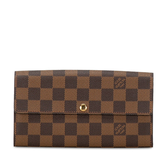 Louis Vuitton Portefolio Sarah Long Wallet N61734 Brown PVC Leather  Louis Vuitton