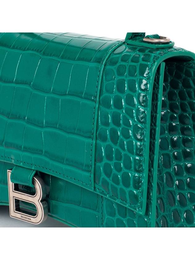 Luxury Balenciaga  Hourglass Crocodile Small Tote Bag Green