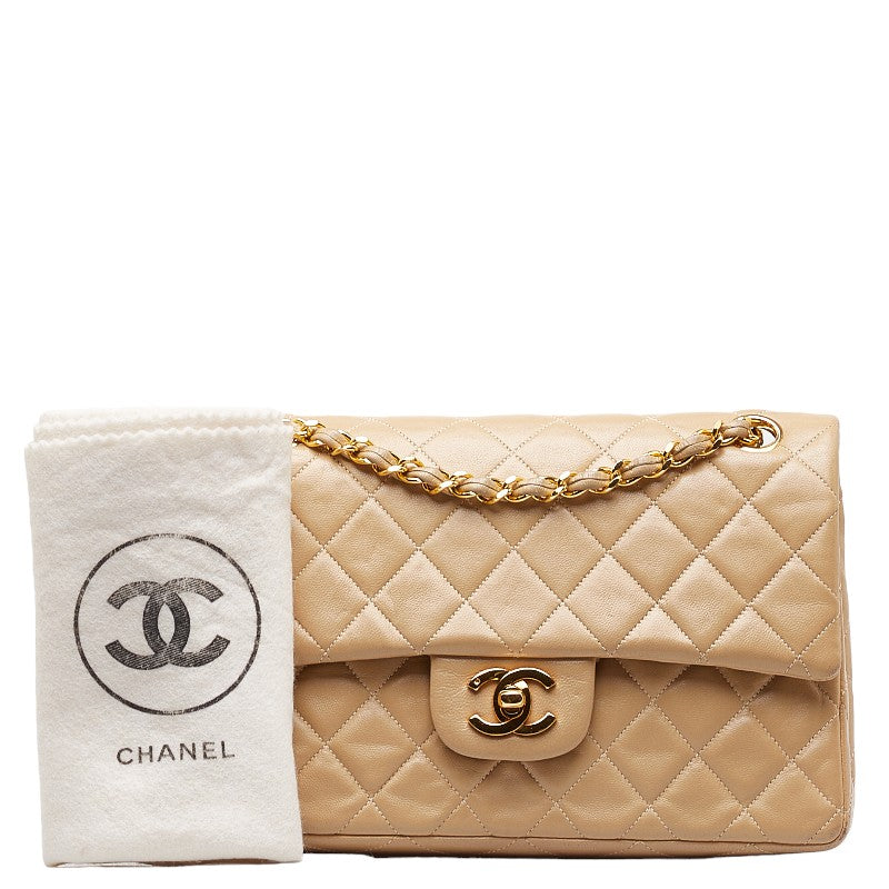 Chanel Mattrase 23 Coco Double Flap Chain Shoulder Bag Beige Leather  CHANEL