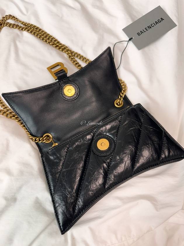 Luxury Balenciaga  Crush XS Chain Quilted Shoulder Bag Black