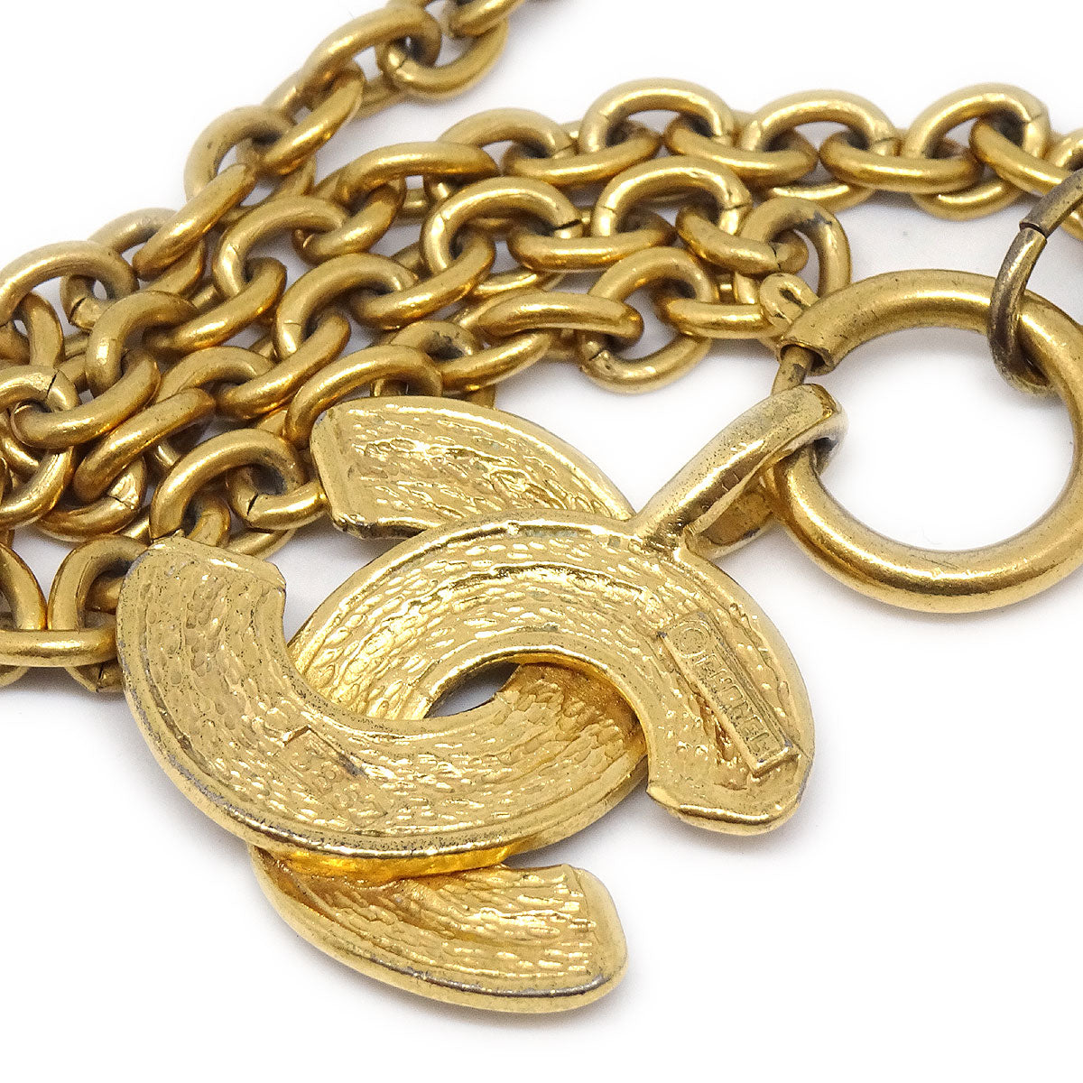 Chanel Quilted CC Gold Chain Pendant Necklace 3857