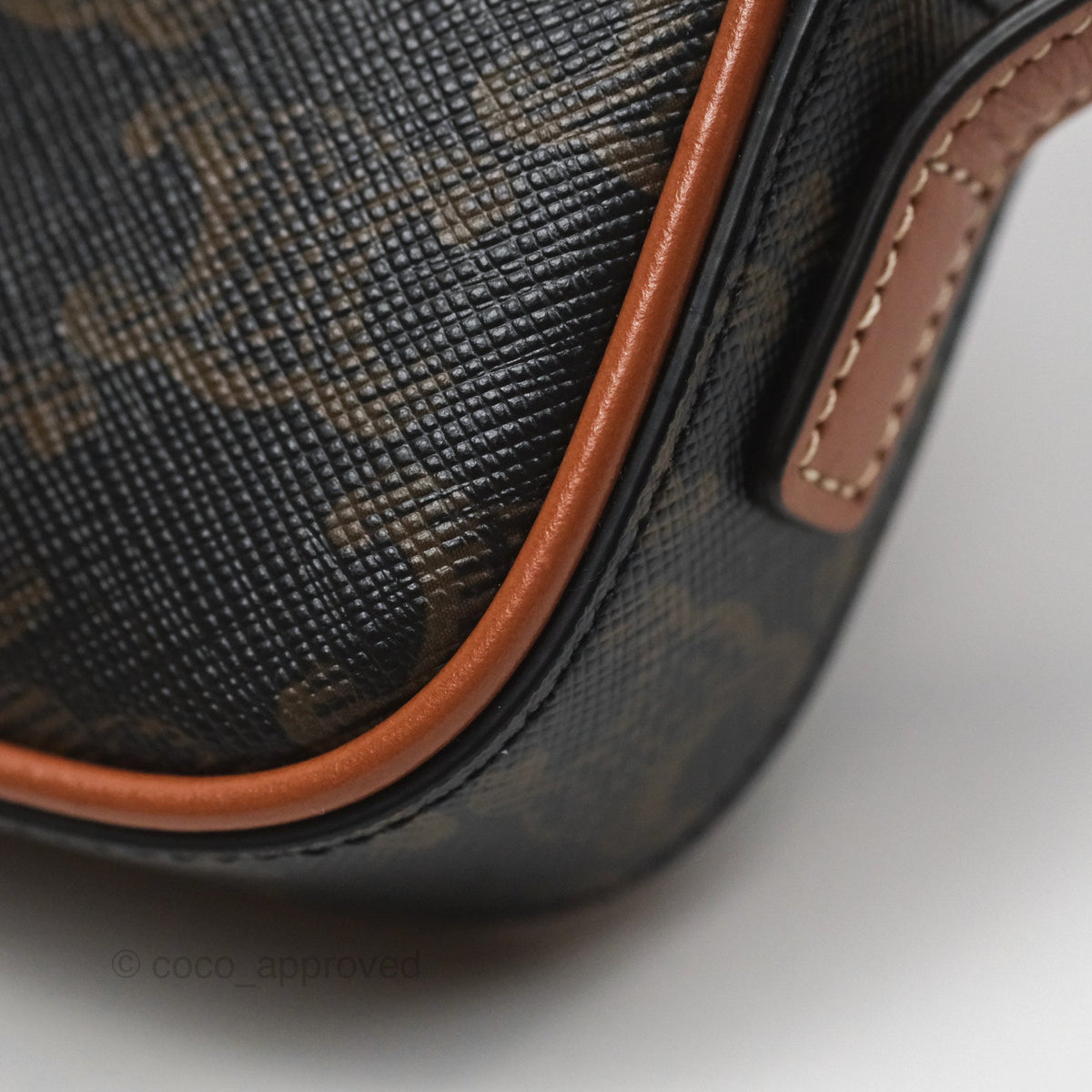 Celine Triomphe Mini Camera Shoulder Bag Tan Calfskin Triomphe Canvas