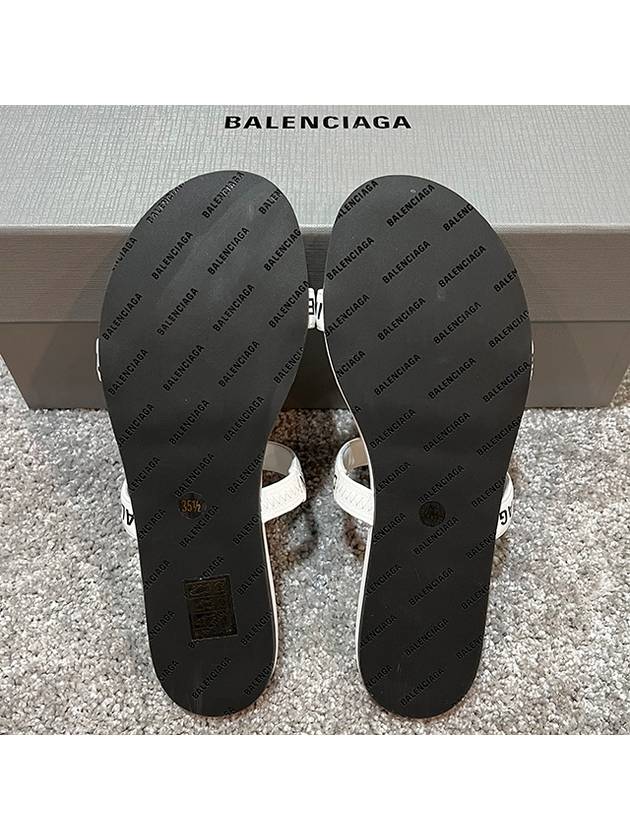 Luxury Balenciaga  Logo Round Slippers White