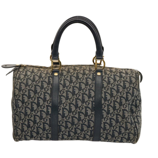 CHRISTIAN DIOR Trotter Canvas Boston Bag Navy Auth 75131