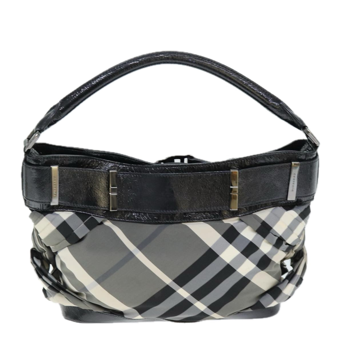 BURBERRY Nova Check Shoulder Bag Nylon Gray Auth 75142