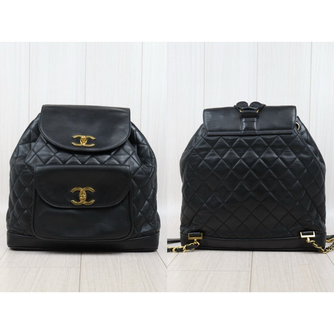 Good ( Rank AB)｜CHANEL  Lamb Skin Duma Backpack  Black Made in 1991-1994Year｜Y25022710