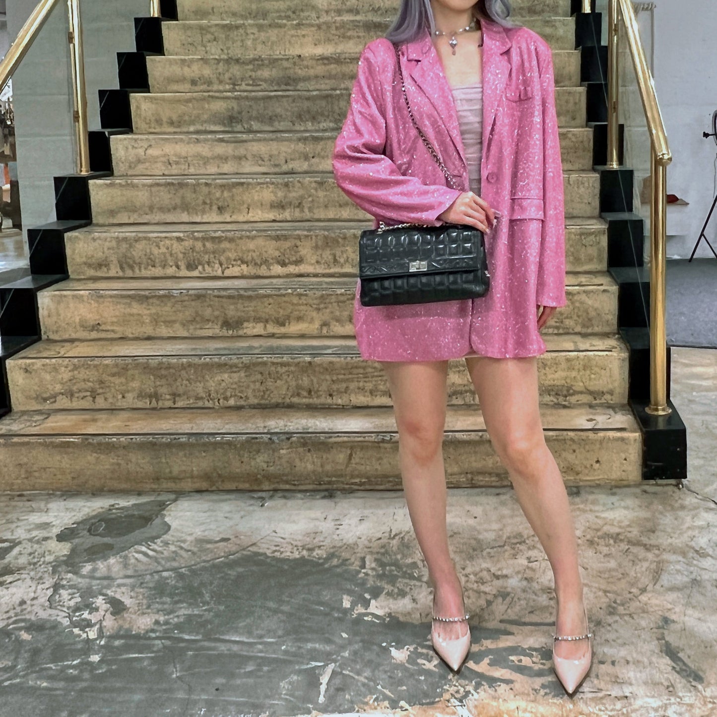 Chanel 2.55 chocolate bar rhinestone chain shoulder Bag
