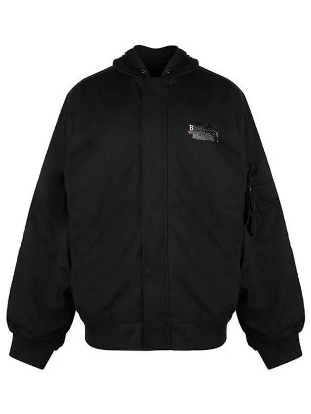 Luxury Balenciaga  Gaffer Padded Cotton Bomber Jacket Black