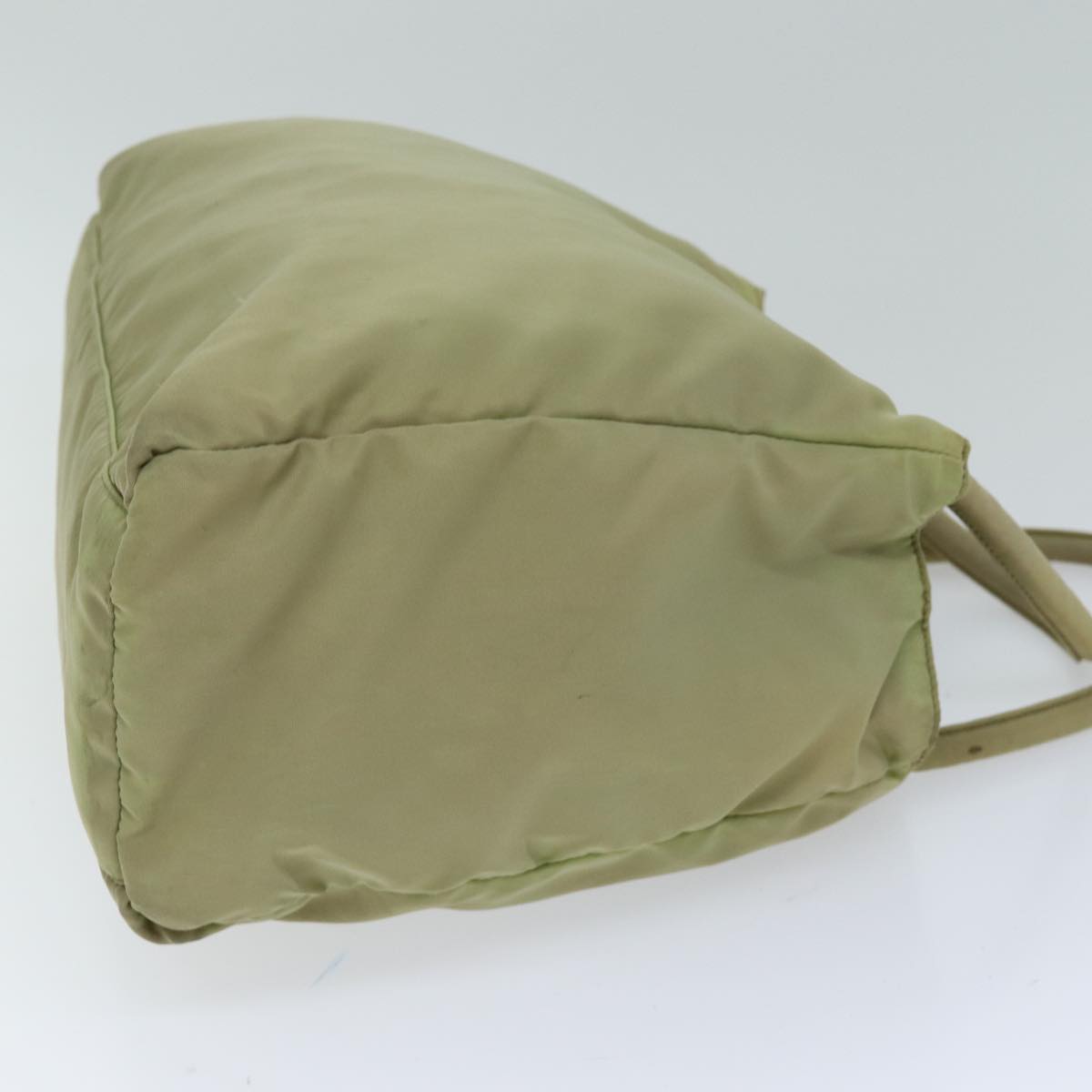 PRADA Tote Bag Nylon Beige Auth 75336