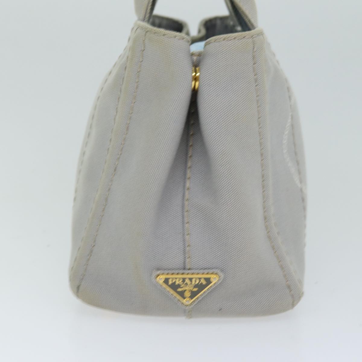 PRADA Canapa PM Hand Bag Canvas 2way Gray Auth 75341