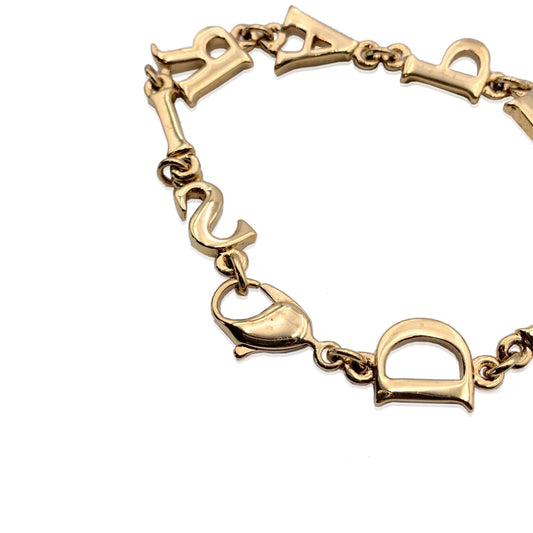 CHRISTIAN DIOR Vintage Gold Spell Out Dior Paris Letter Bracelet
