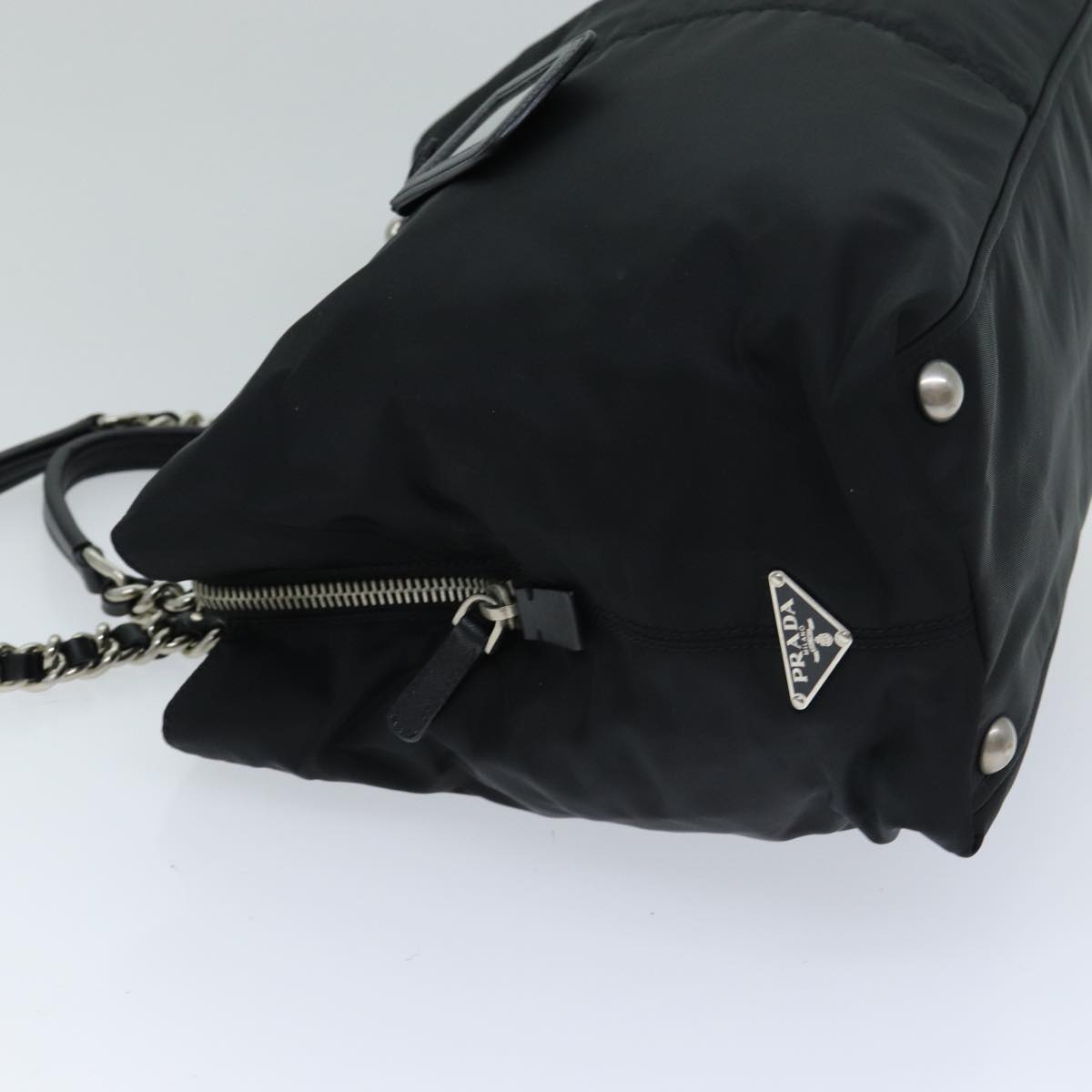PRADA Tote Bag Nylon Black Auth 75367