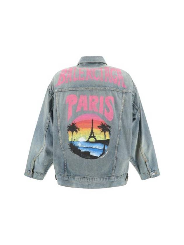Luxury Balenciaga  Paris Tropical Denim Jacket Blue