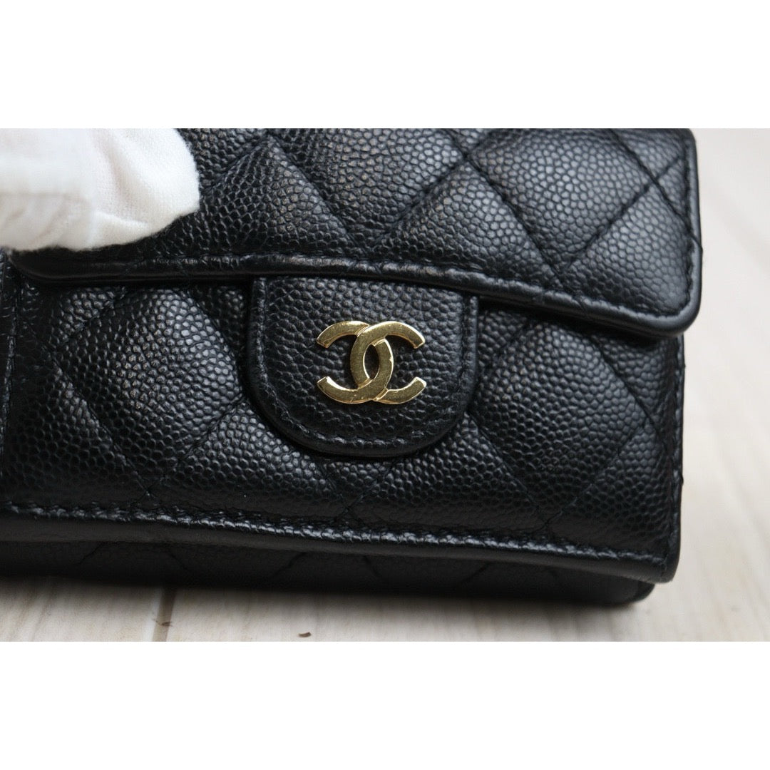 Good ( Rank AB)｜CHANEL Caviar Skin Leather Calf Leather  Wallet Black ｜24122003