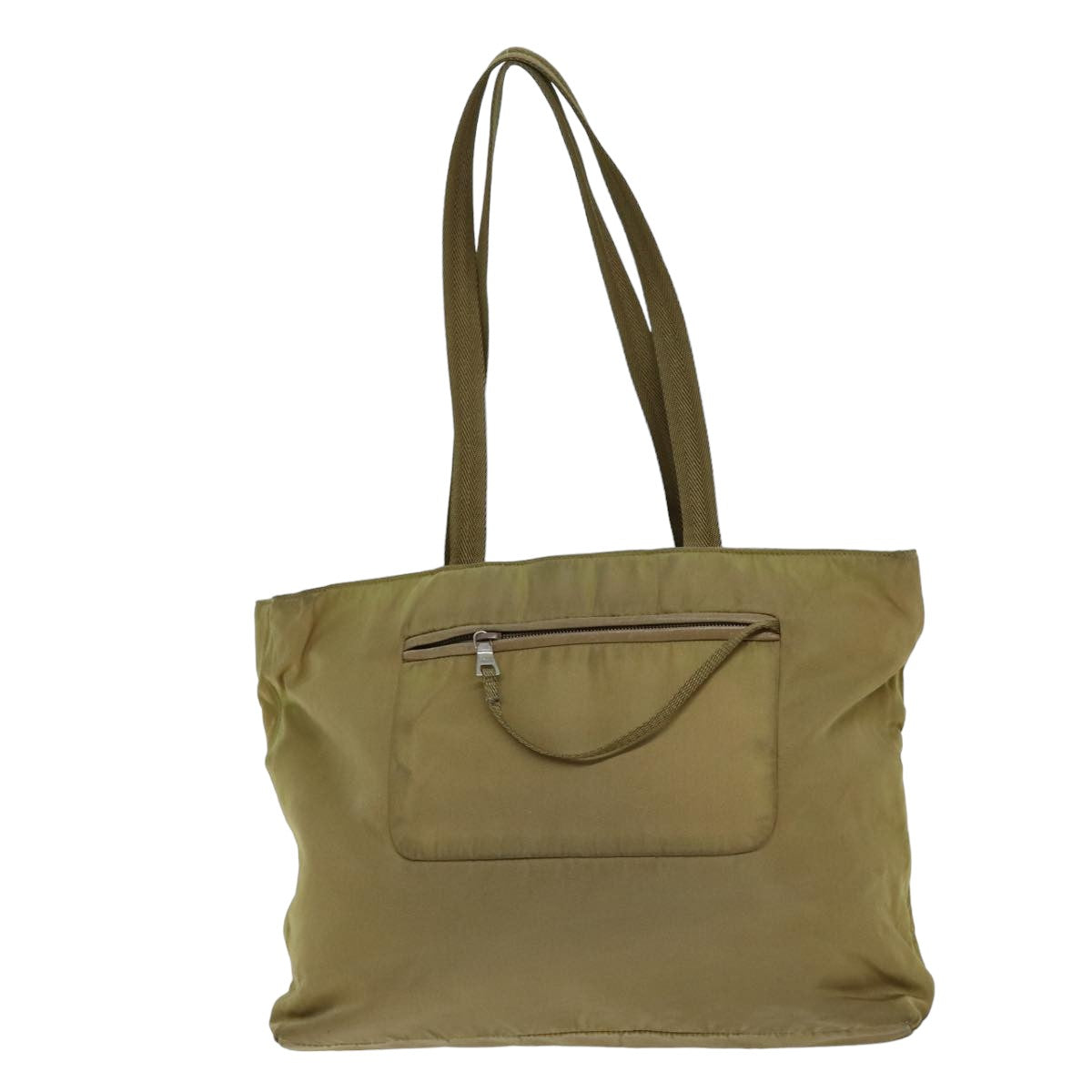 PRADA Tote Bag Nylon Beige Auth 75582