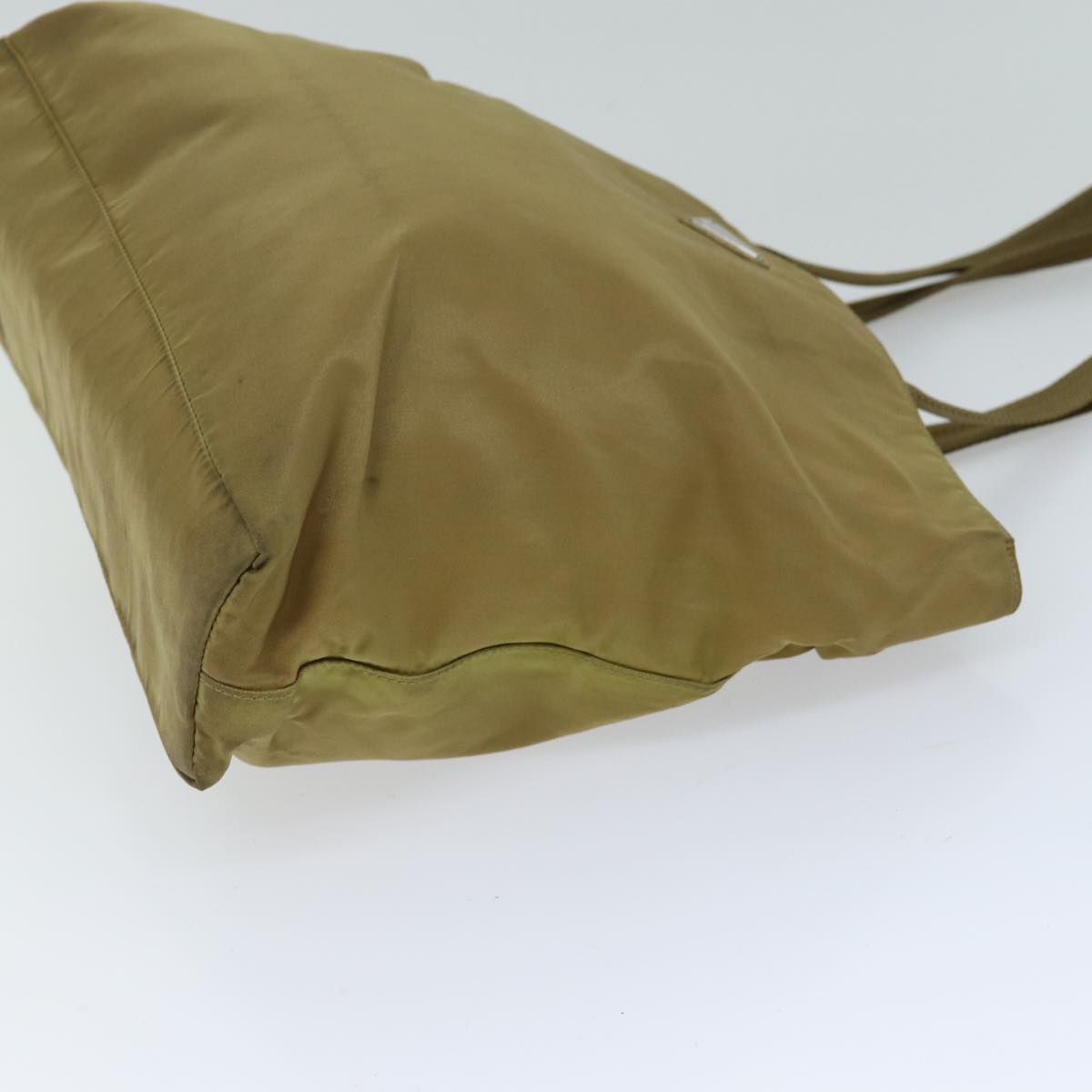 PRADA Tote Bag Nylon Beige Auth 75582
