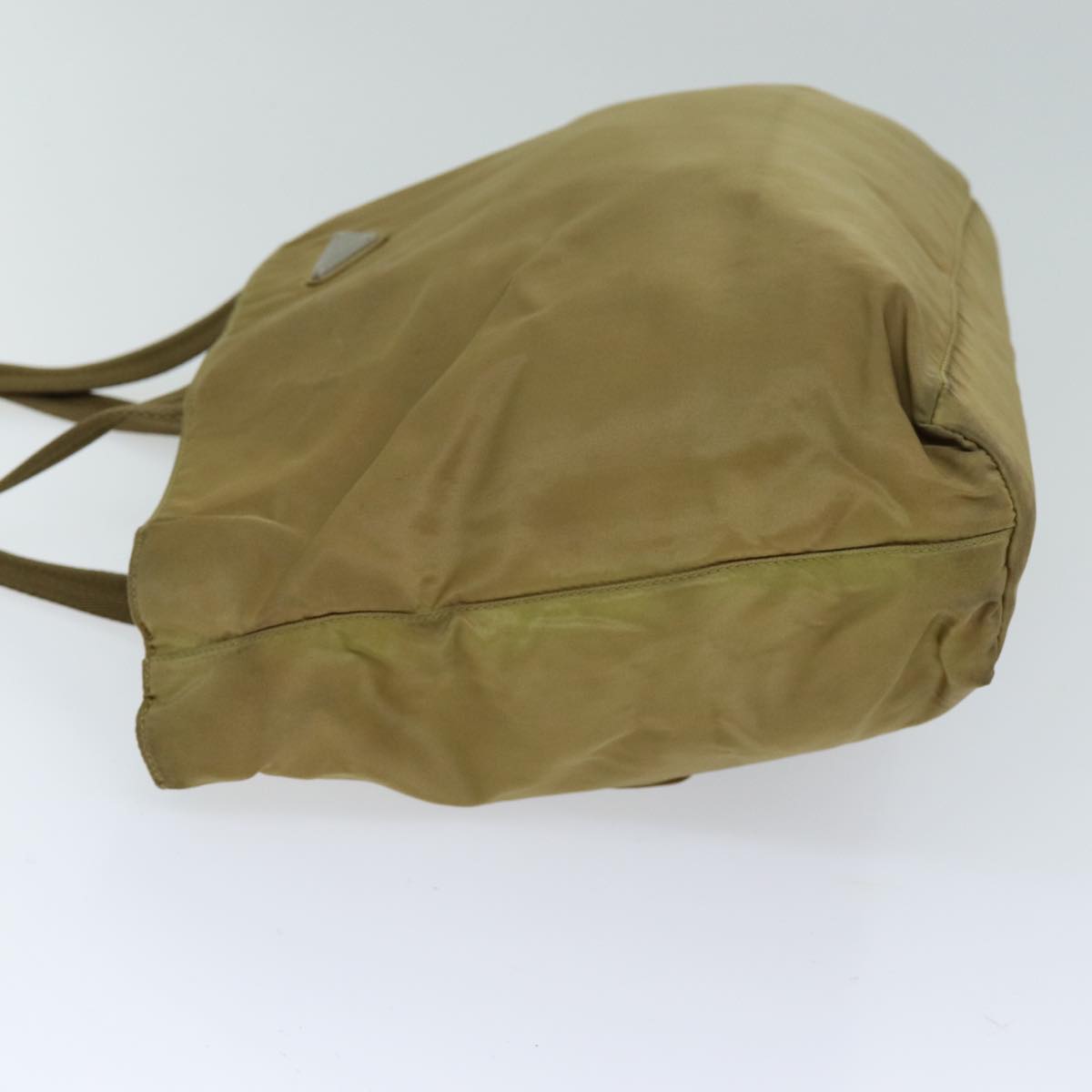 PRADA Tote Bag Nylon Beige Auth 75582
