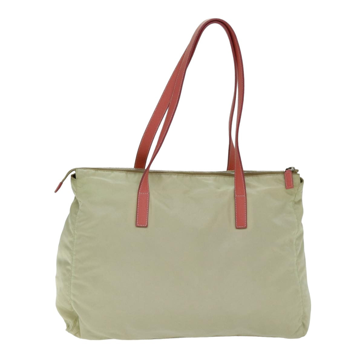 PRADA Tote Bag Nylon Cream Auth 75587