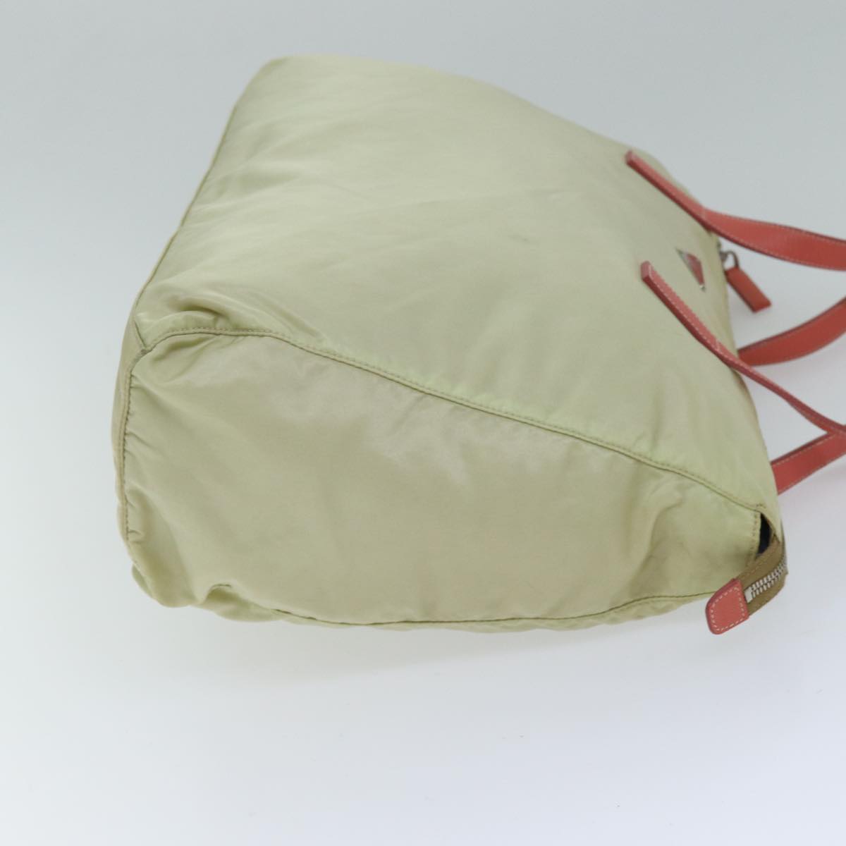 PRADA Tote Bag Nylon Cream Auth 75587