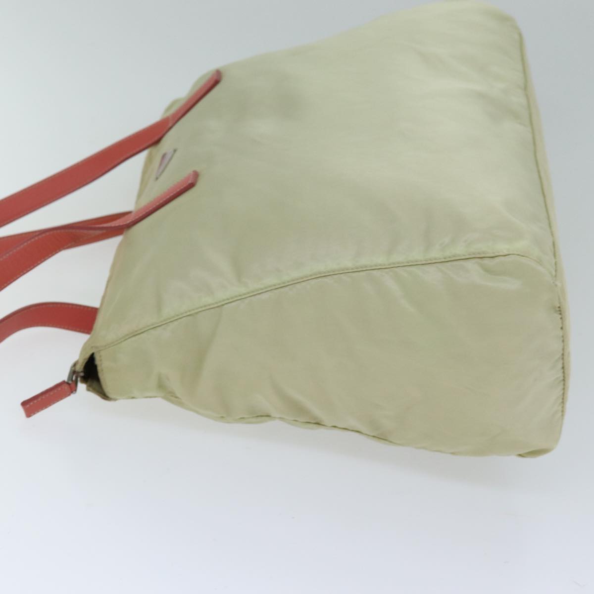 PRADA Tote Bag Nylon Cream Auth 75587