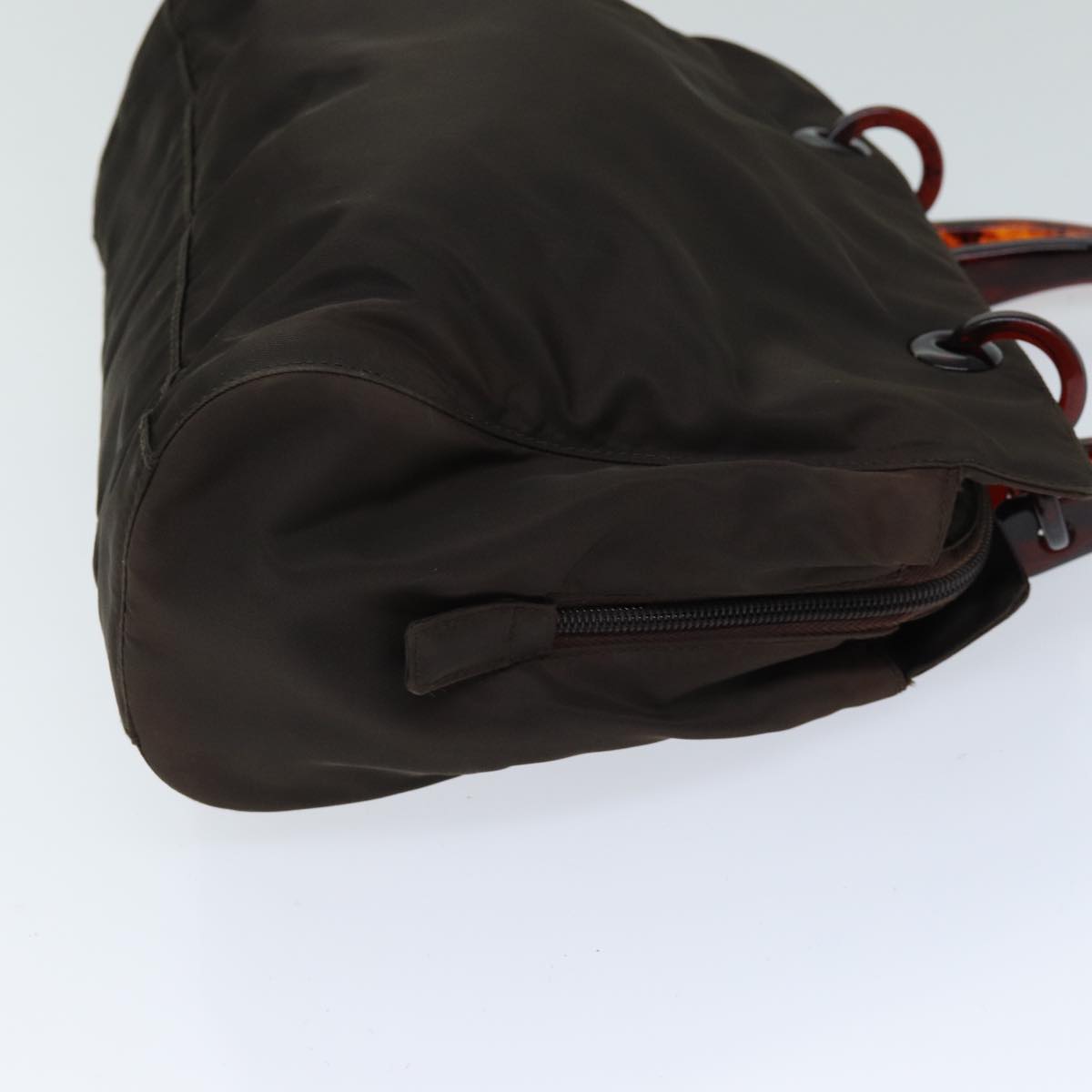 PRADA Hand Bag Nylon Brown Auth 75646