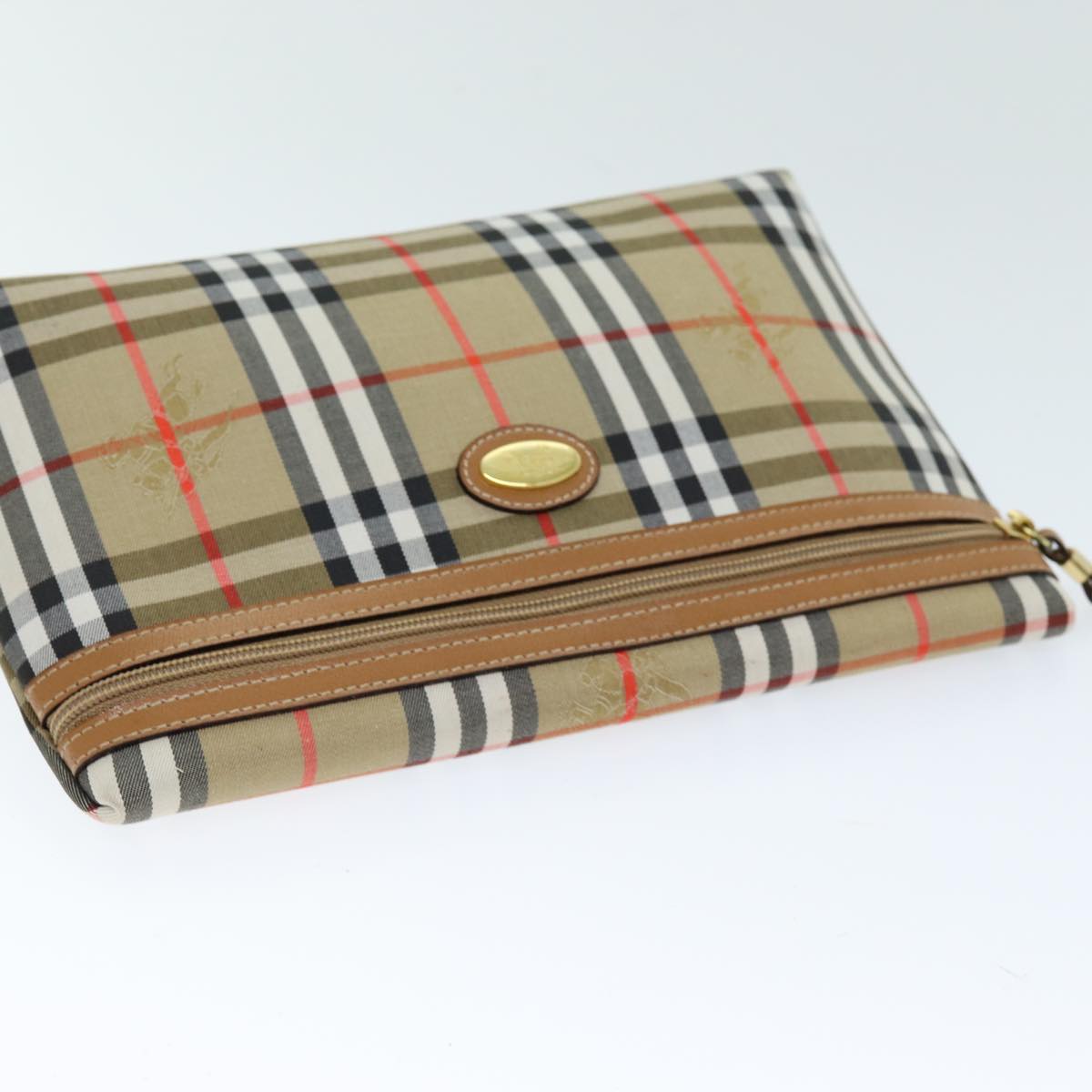 BURBERRYSs Nova Check Clutch Bag Canvas Beige Auth 75664