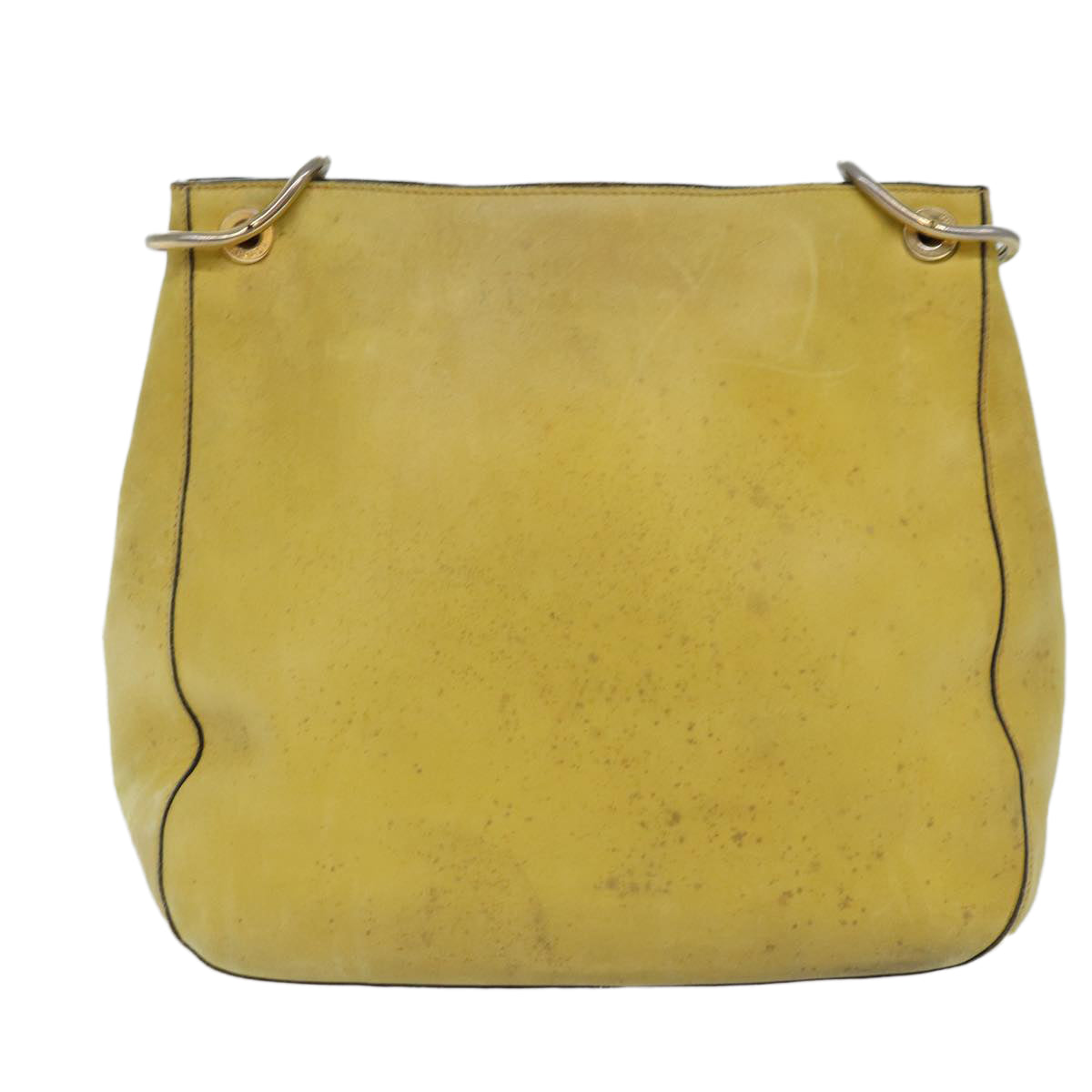 PRADA Chain Shoulder Bag Leather Yellow Auth 75696