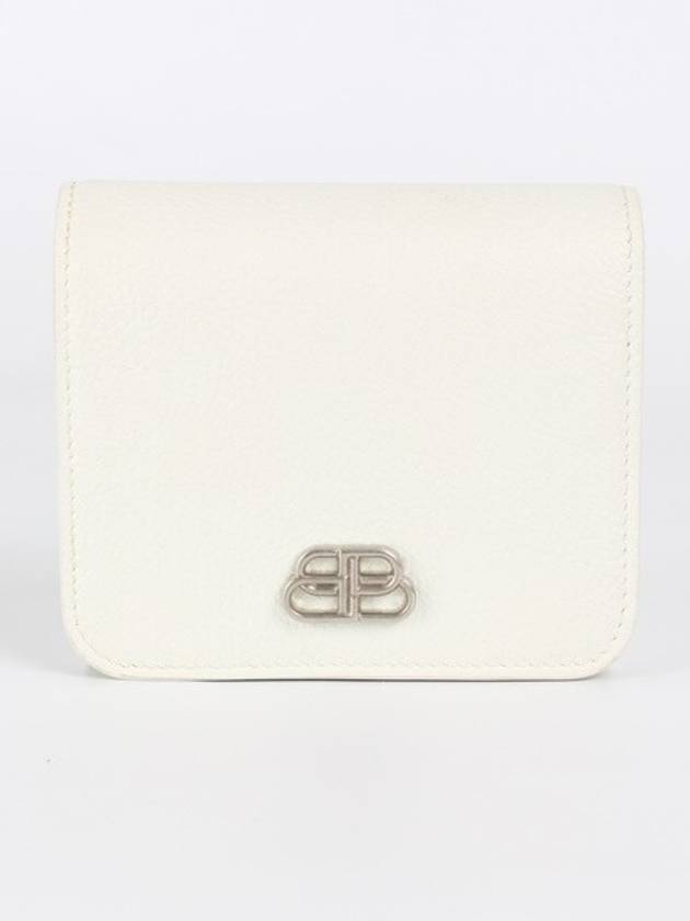Luxury Balenciaga  BB silver bi fold wallet white