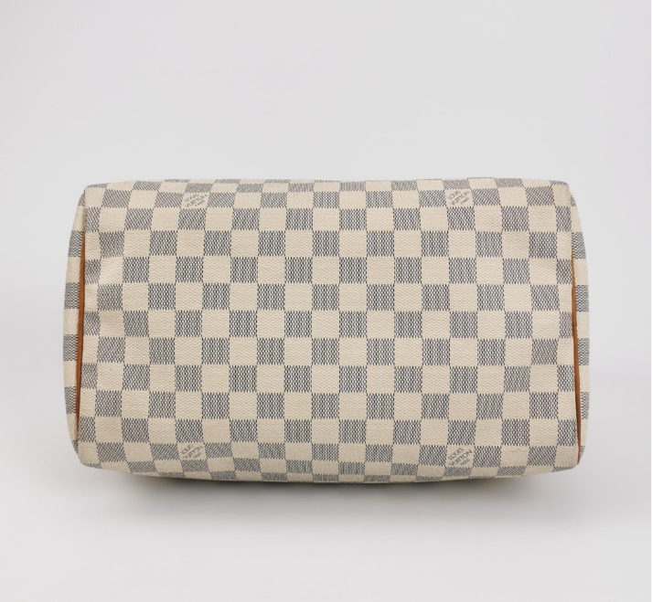 Preloved LV Louis Vuitton Damier Azur speedy 30 bag white 30cm*21cm*17.5cm 250210781057004