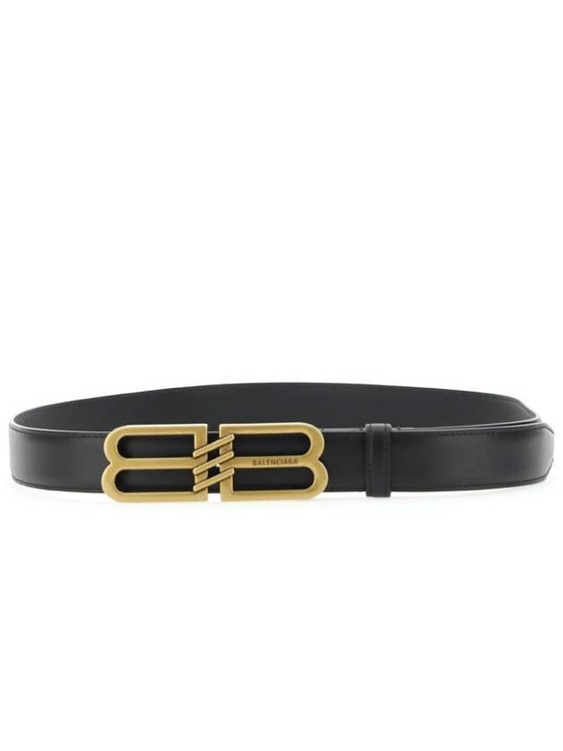 Luxury Balenciaga  BB Signature 30 Buckle Leather Belt Black
