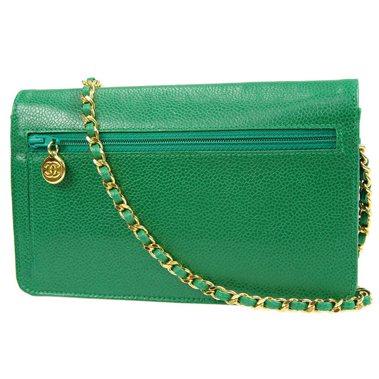 Chanel * 1994-1996 Timeless WOC Wallet on Chain Green Caviar