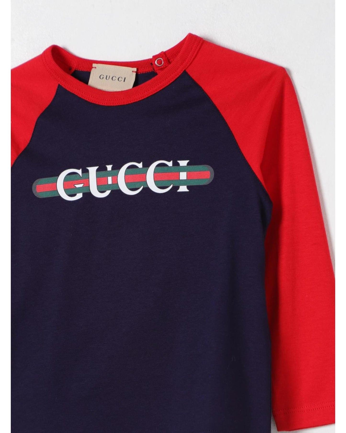 Gucci Infant Long Sleeve Raglan Shirt Kids Blue T-Shirts