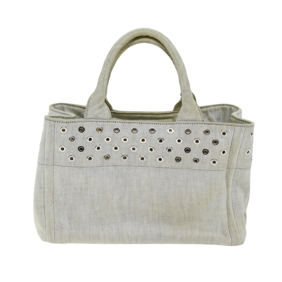 PRADA Canapa PM Hand Bag Canvas White Auth 75821