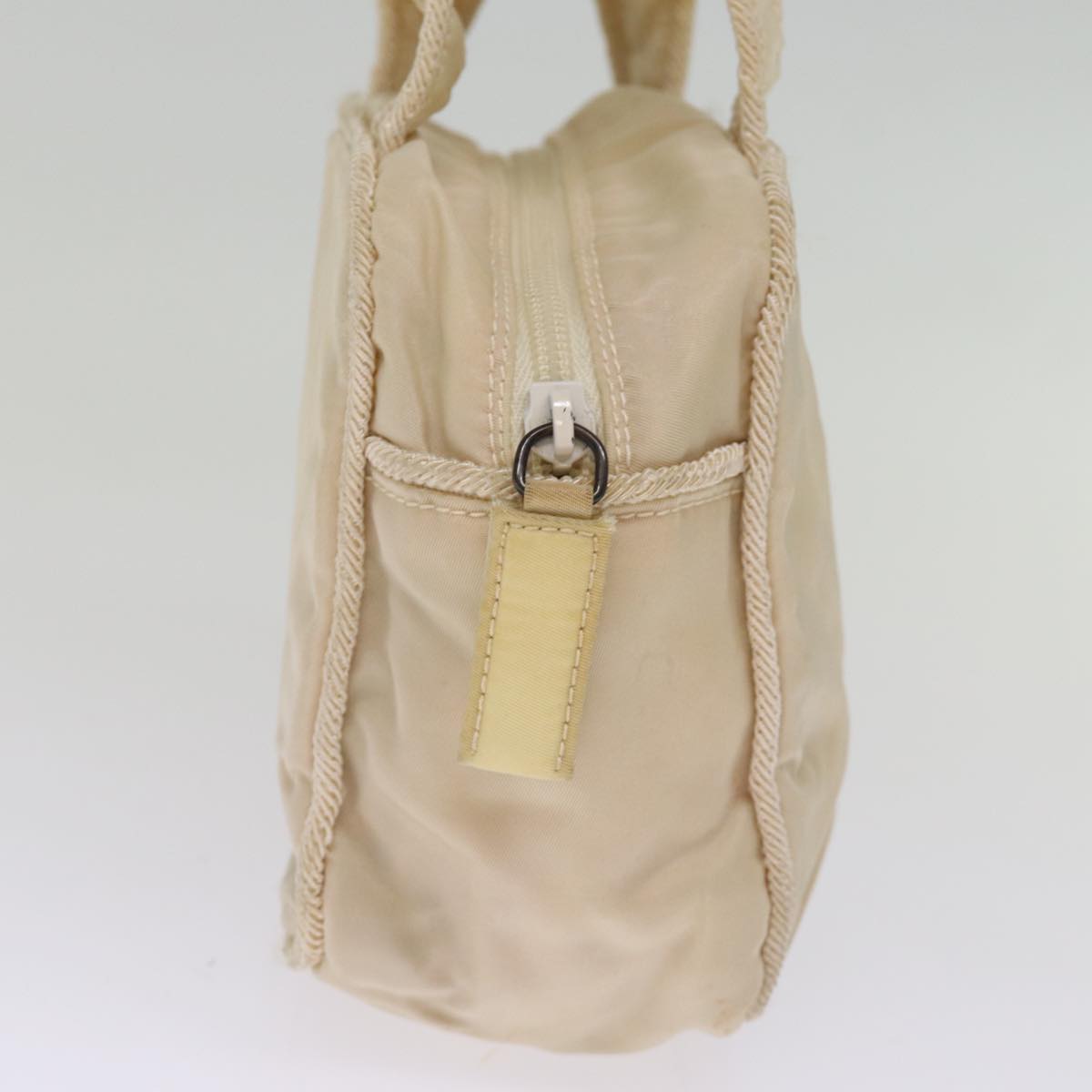 PRADA Hand Bag Nylon Beige Auth 75889