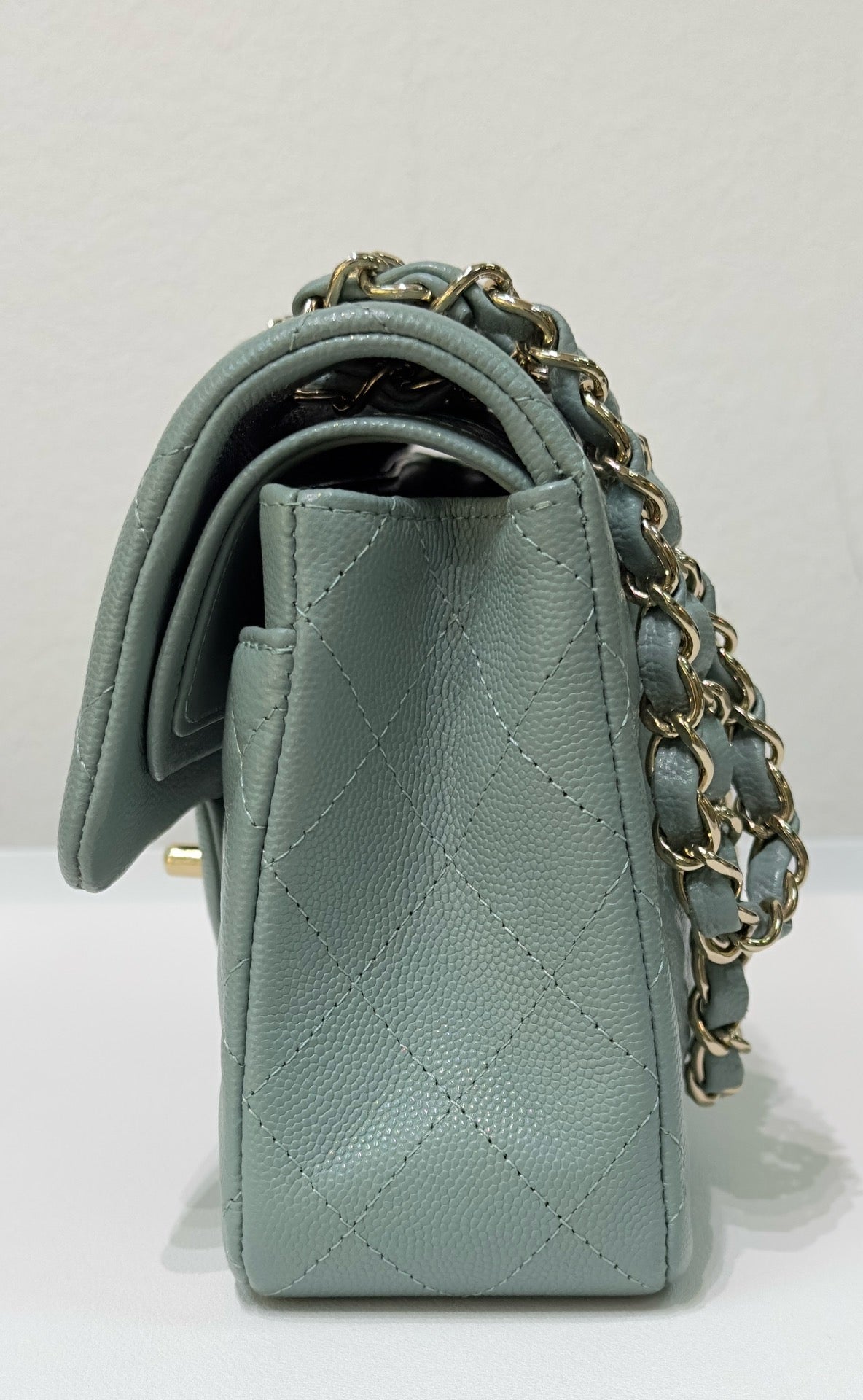 Chanel Small Caviar Quilted Double Flap Dark Green 22C
