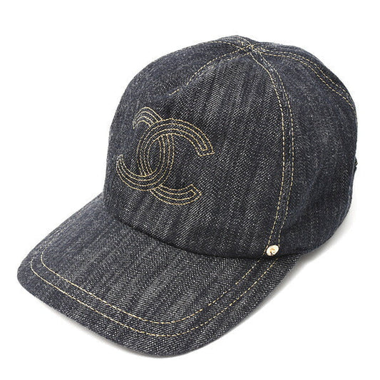 Chanel Denim Cap Cotton Navy Unisex