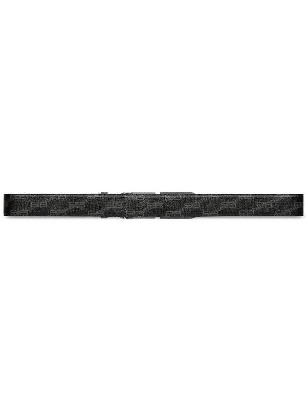 Luxury Balenciaga  BB Signature Monogram Canvas Leather Belt Black